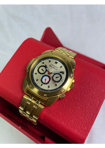 BS902025108A Retro Model Yuvarlak Sarı Kasa Üç Fonksiyonlu Sarı Kadranlı Klasik Erkek Kol Saati