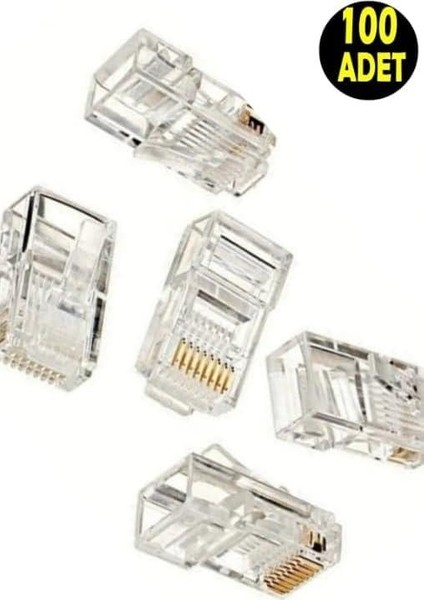 RJ11 Rj9 Jack Telefon Data Kablosu Sıkma Çakma Pensesi + Kablo Soyucusu +100 Adet RJ45 Jack Set