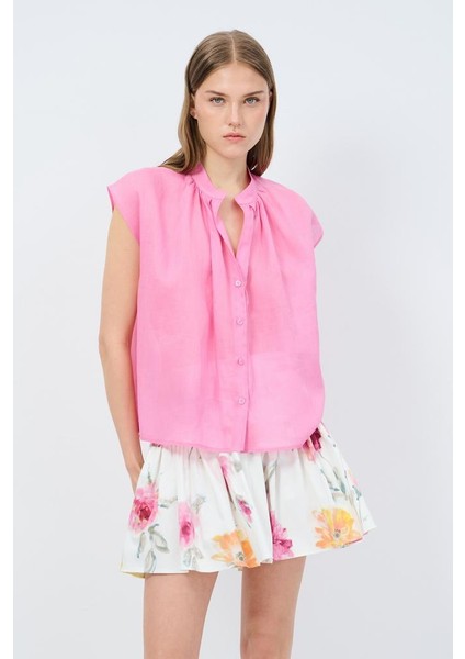 Büzgülü Bluz Pembe 11545454001