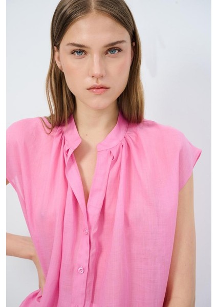 Büzgülü Bluz Pembe 11545454001
