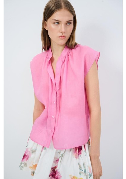 Büzgülü Bluz Pembe 11545454001