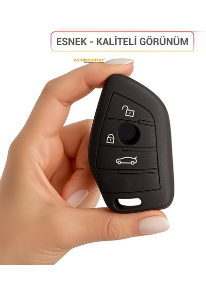 F10 F20 F30 3 Buton Smart Silikon Anahtar Kılıfı - Siyah