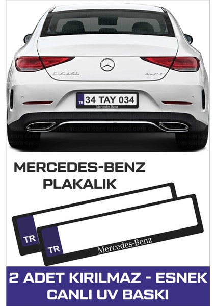 Mercedes-Benz Yazılı Oto Plakalık Kişiye Özel Kırılmaz Siyah Uv Kabartmalı 2 Adet Takmatik