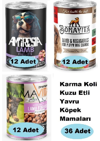 Karma Koli Kuzu Etli Yavru Köpek Maması 36 Adet