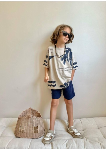 Müslin Şortlu Baskılı Erkek Çocuk Takım