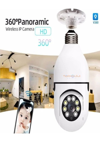 Ampül Kamera Kablosuz 360° Full Hd Gece Görüşlü Hareket Algılama Bebek Izleme Smart fiyatları