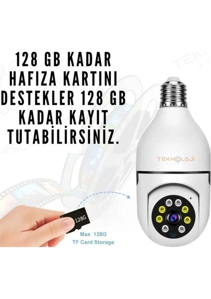 Ampül Kamera Kablosuz 360° Full Hd Gece Görüşlü Hareket Algılama Bebek Izleme Smart indirimleri