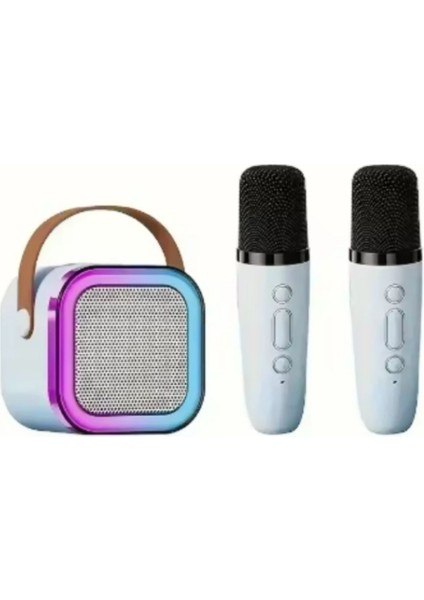 Çift Karaoke Mikrofonlu Kablosuz Bluetooth Hoparlör 5 Ses Efektli Rgb Hd Stereo Ses Usb/Sd/Fm fiyatları