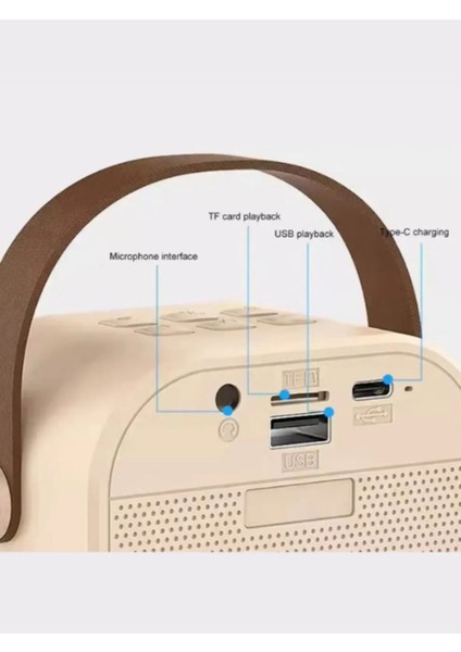 Çift Karaoke Mikrofonlu Kablosuz Bluetooth Hoparlör 5 Ses Efektli Rgb Hd Stereo Ses Usb/Sd/Fm fırsatları