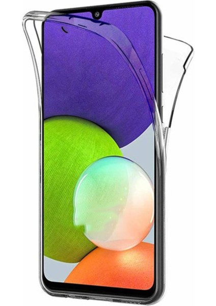 Samsung Galaxy A22 4g Uyumlu Ön Arka 360 Tam Koruma Şeffaf Soft Silikon Kılıf