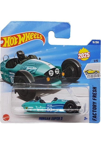 Wheels - Morgan Super 3 - Factory Fresh 1/5 - HYW13 - Short Card - Morgan Motor Company - Turkuaz Mavi - Mattel 2025-1:64