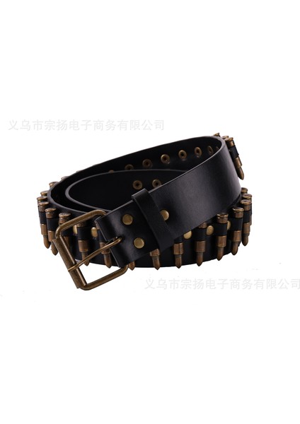 Yeni Avrupa ve Amerikan Ins Tarzı Moda Mermi Kakmalı Erkek Kişilik Punk Dekorasyon Kot Kemer Kadın (Yurt Dışından)