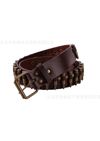 Yeni Avrupa ve Amerikan Ins Tarzı Moda Mermi Kakmalı Erkek Kişilik Punk Dekorasyon Kot Kemer Kadın (Yurt Dışından)