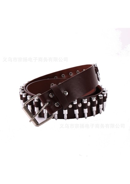 Yeni Avrupa ve Amerikan Ins Tarzı Moda Mermi Kakmalı Erkek Kişilik Punk Dekorasyon Kot Kemer Kadın (Yurt Dışından)