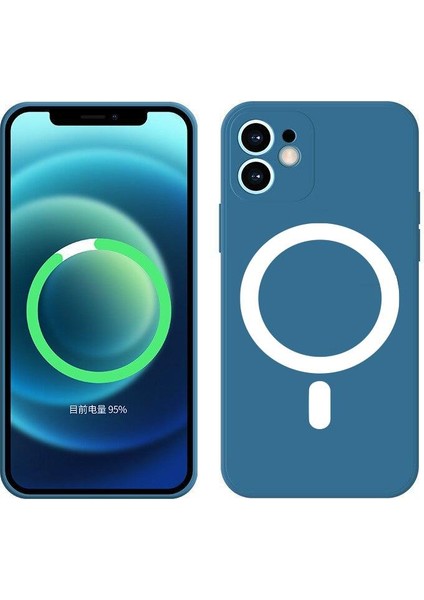 Iphone 12 pro max Magsafe Özellikli Lansman Silikon Telefon Kılıfı LACIVERT