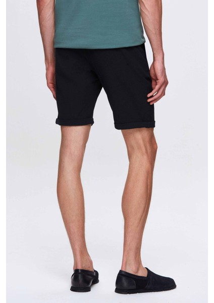 Ds Damat Lacivert Beli Lastikli Bağcık Detaylı Duble Paça Viskonlu Jogger Şort 0HC13ORTBT189