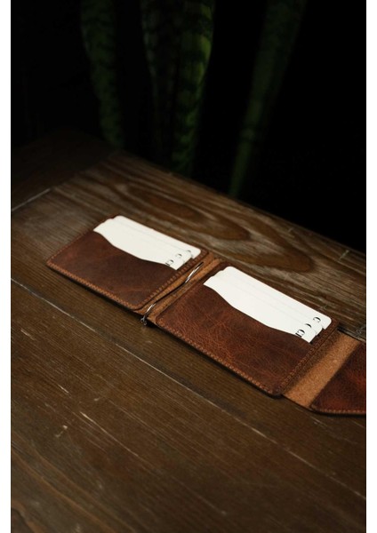 Mekanizmalı Kalem Koyma Bölmeli Hakiki Gerçek Deri Cüzdan