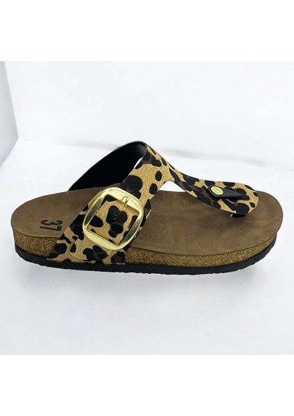 Gema Kadın Parmak Arası Leopar Terlik Yeni Sezon