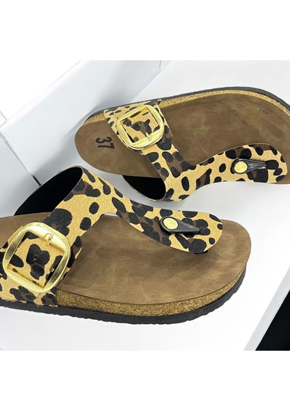 Gema Kadın Parmak Arası Leopar Terlik Yeni Sezon modelleri