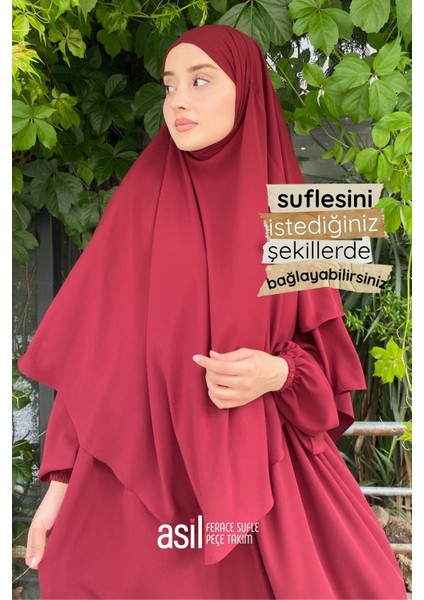 Asil Ferace Sufle Peçe Takım Bordo