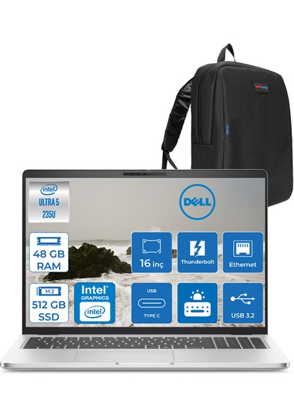 Pro 16 Plus Ultra Core 5 235U 48GB Ddr5 512GB SSD Intel Graphics 16" Fhd+ 300NIT Ubuntu Taşınabilir Bilgisayar U5235U165UF17 + Zettaçanta