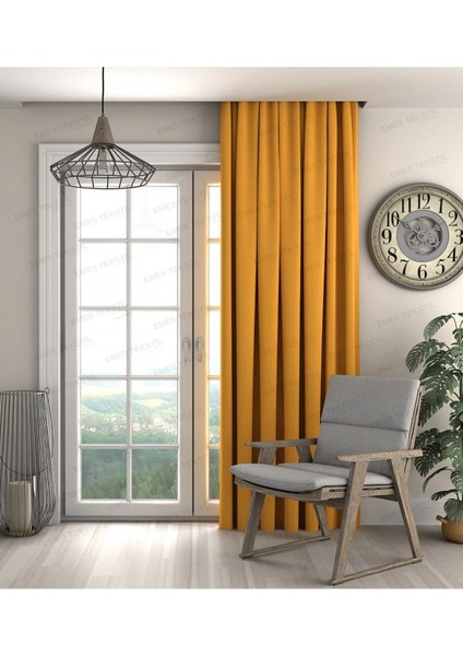 Turuncu Fon Perde,turuncu Kadife Dokulu Fon Perde,pilesiz Ekstrafor Büzgülü (Tek Kanat)