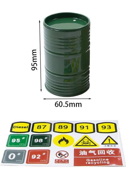 Metal Simülasyon Yağ Fıçısı, Alet Fıçısı, Kalemlik 1/10 1/8 Rc Paletli Araba Trx4 SCX10 Rc Araba Aksesuarları Yeşil (Yurt Dışından)