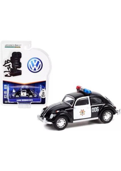 Classic Volkswagen Beetle Black & White Veracruz Police Mexico Club Vee V-Dub Series 1/64 Model Araba