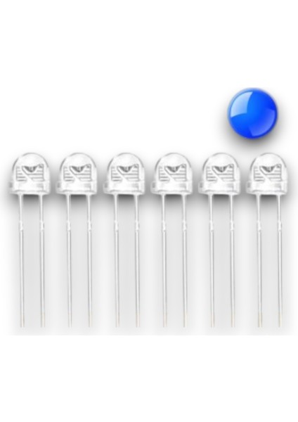 5mm Mavi Mantar Şeffaf LED - 100 Adet