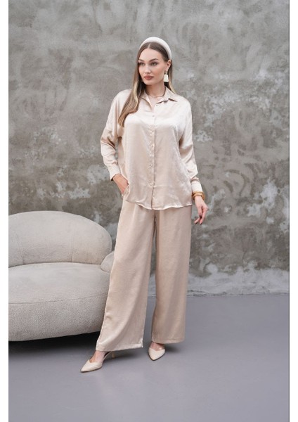 Saten Kumaş Gömlek Pantolon Takım Elbise