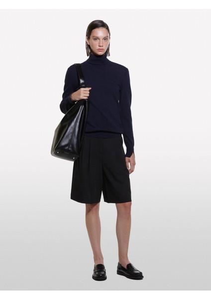 Sisley Kdn_yün ve Kaşmir Karışımlı Ribana Detaylı Balıkçı Yaka Kazak Kadın Lacivert Kazak - 324A102HM2174 fiyatları