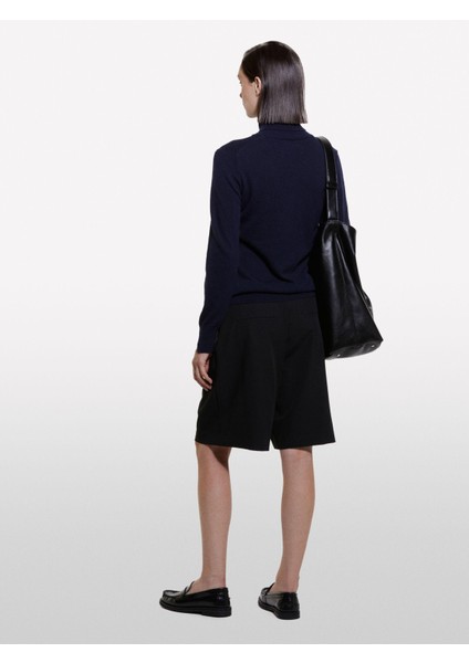 Sisley Kdn_yün ve Kaşmir Karışımlı Ribana Detaylı Balıkçı Yaka Kazak Kadın Lacivert Kazak - 324A102HM2174 indirimleri