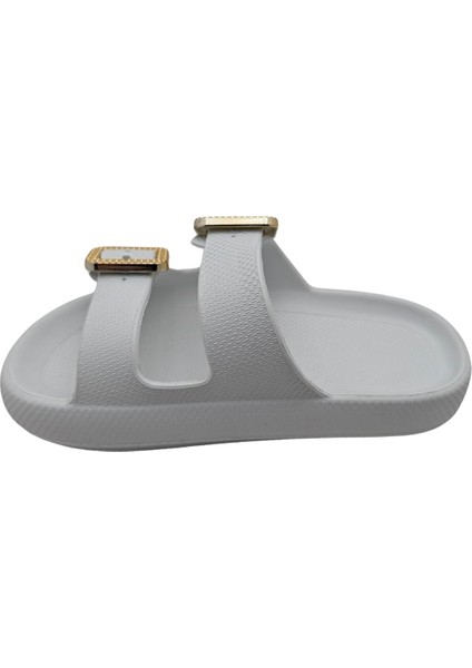 Palmpace | Kadın Eva Lastik Çift Tokalı Terlik - Palmpace - Beyaz - 38 fiyatları