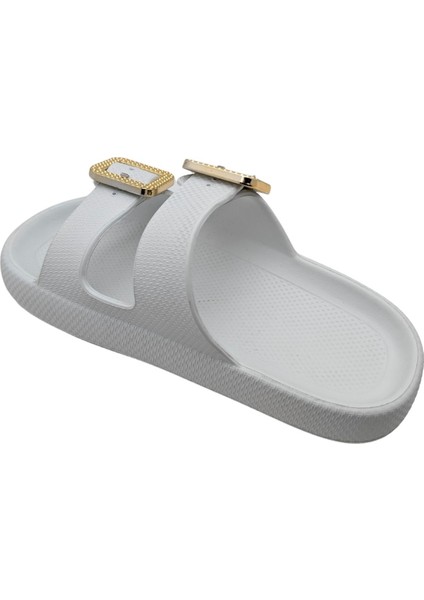 Palmpace | Kadın Eva Lastik Çift Tokalı Terlik - Palmpace - Beyaz - 38 indirimleri