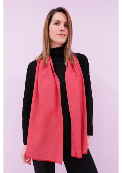 %100 Ipek El Dokuması Fular 35 x 160 cm - Kırmızı