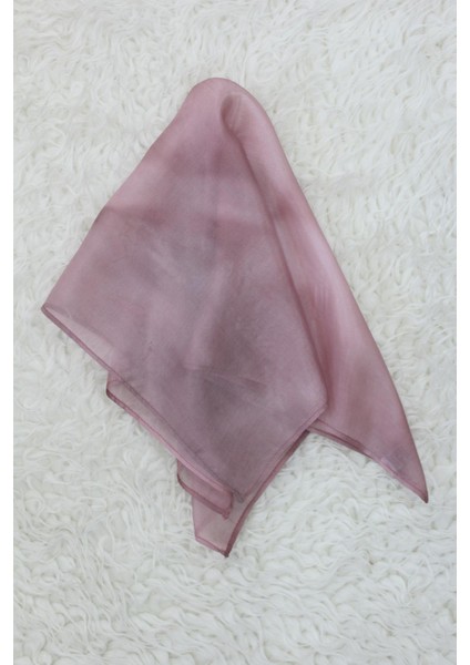 %100 Saf Ipek El Boyama Kare Fular - 55 x 55 Tasarım - Toz Pembe
