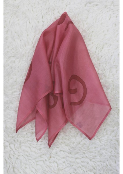 %100 Saf Ipek El Boyama Kare Fular - 55 x 55 Tasarım - Pembe
