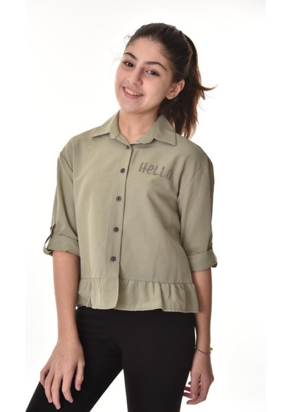 Kız Çocuk Bel Detaylı-Taş Baskılı Crop Gömlek 6-15 Yaş 12254 fırsatları