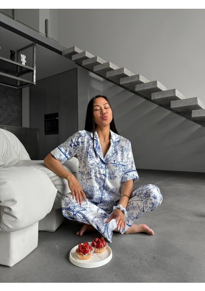 Çiçek Desen Pijama Takımı modelleri