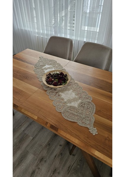 Fransız Dantelli Lüks Kadife Runner