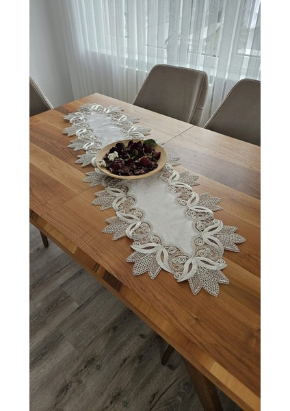 Fransız Dantelli Lüks Kadife Runner