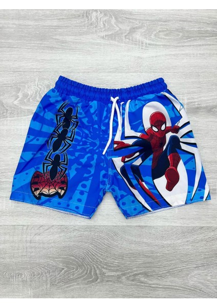 Erkek Çocuk Karakter Baskılı Su Tutmaz Bel Bağcıklı Ağ Fileli Deniz ve Havuz Şortu