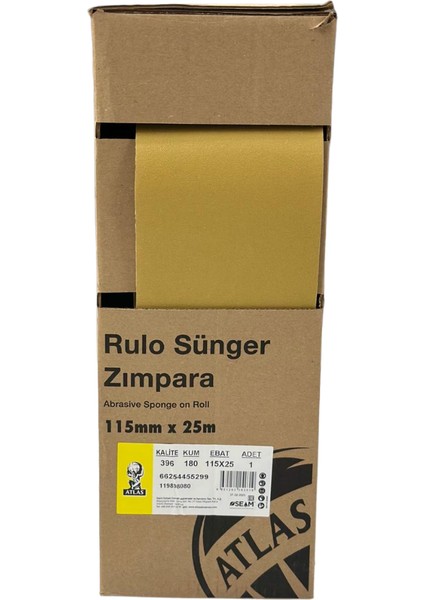 Atlas Sünger Zımpara 115MM x 25M – Yüksek Performanslı Zımpara Rulosu