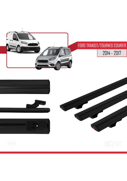 Ford Transit/tourneo Courier Pre-Facelift 2014-2017 Arası ile Uyumlu Basıc Model Ara Atkı Tavan Barı Siyah 3 Adet modelleri