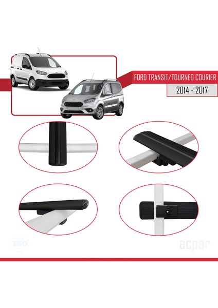 Ford Transit/tourneo Courier Pre-Facelift 2014-2017 Arası ile Uyumlu Basıc Model Ara Atkı Tavan Barı Siyah 3 Adet fırsatları