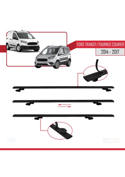 Ford Transit/tourneo Courier Pre-Facelift 2014-2017 Arası ile Uyumlu Basıc Model Ara Atkı Tavan Barı Siyah 3 Adet indirimleri