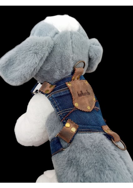 Köpek göğüs tasması küçük ırk kot cep deri kombinasyonlu göğüs ölçüsü:30-45cm ayarlamalı dog harness GT2-23 fiyatları