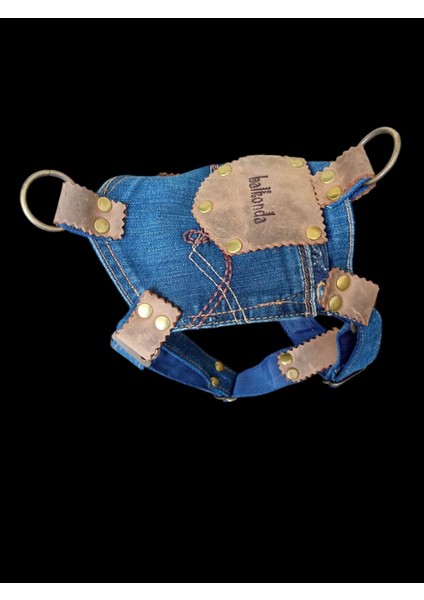 Köpek göğüs tasması küçük ırk kot cep deri kombinasyonlu göğüs ölçüsü:30-45cm ayarlamalı dog harness GT2-23