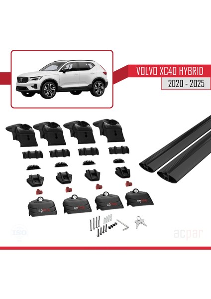 Volvo XC40 (Hibrit) 2020 ve Sonrası ile Uyumlu Ace-2 Ara Atkı Tavan Barı Siyah 2 Adet indirimleri