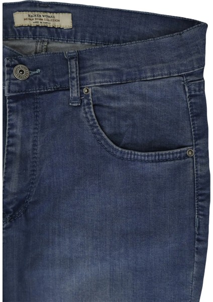 Fistan Store Mavi Yüksek Bel Rahat Kesim Boru Paça Büyük Beden Jean Pantolon